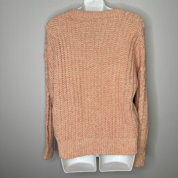 Sundance Women Marlyse Cable Knit Sweater Size Small Pink V Neck Chunky Pullover - Picture 5 of 9